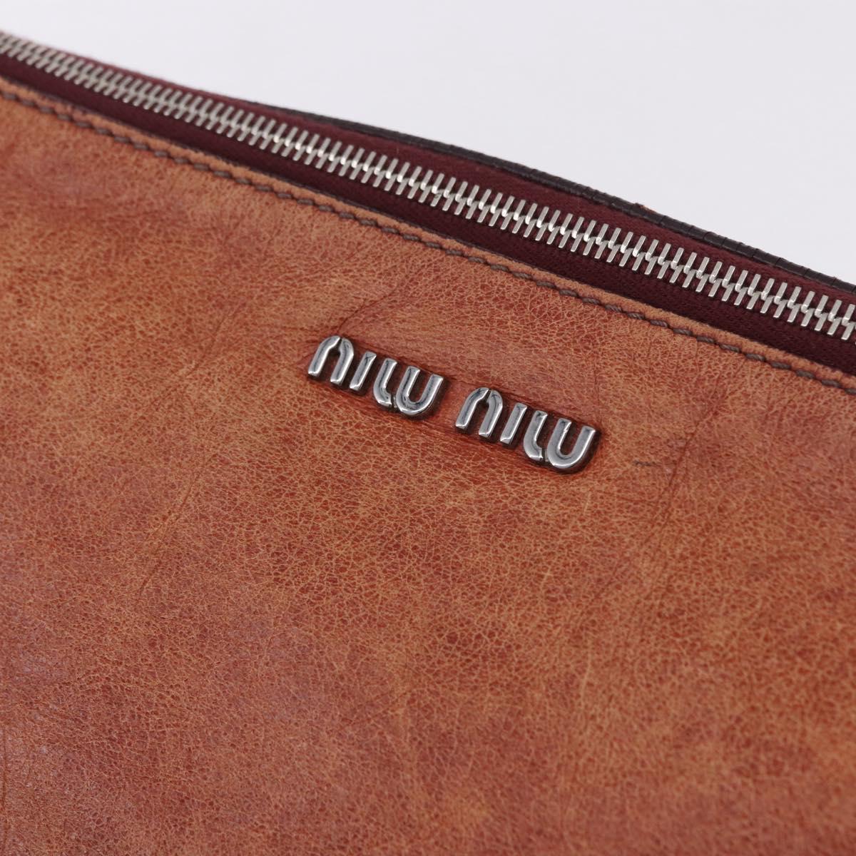 Miu Miu Hand Bag Leather Red Silver Auth 196298