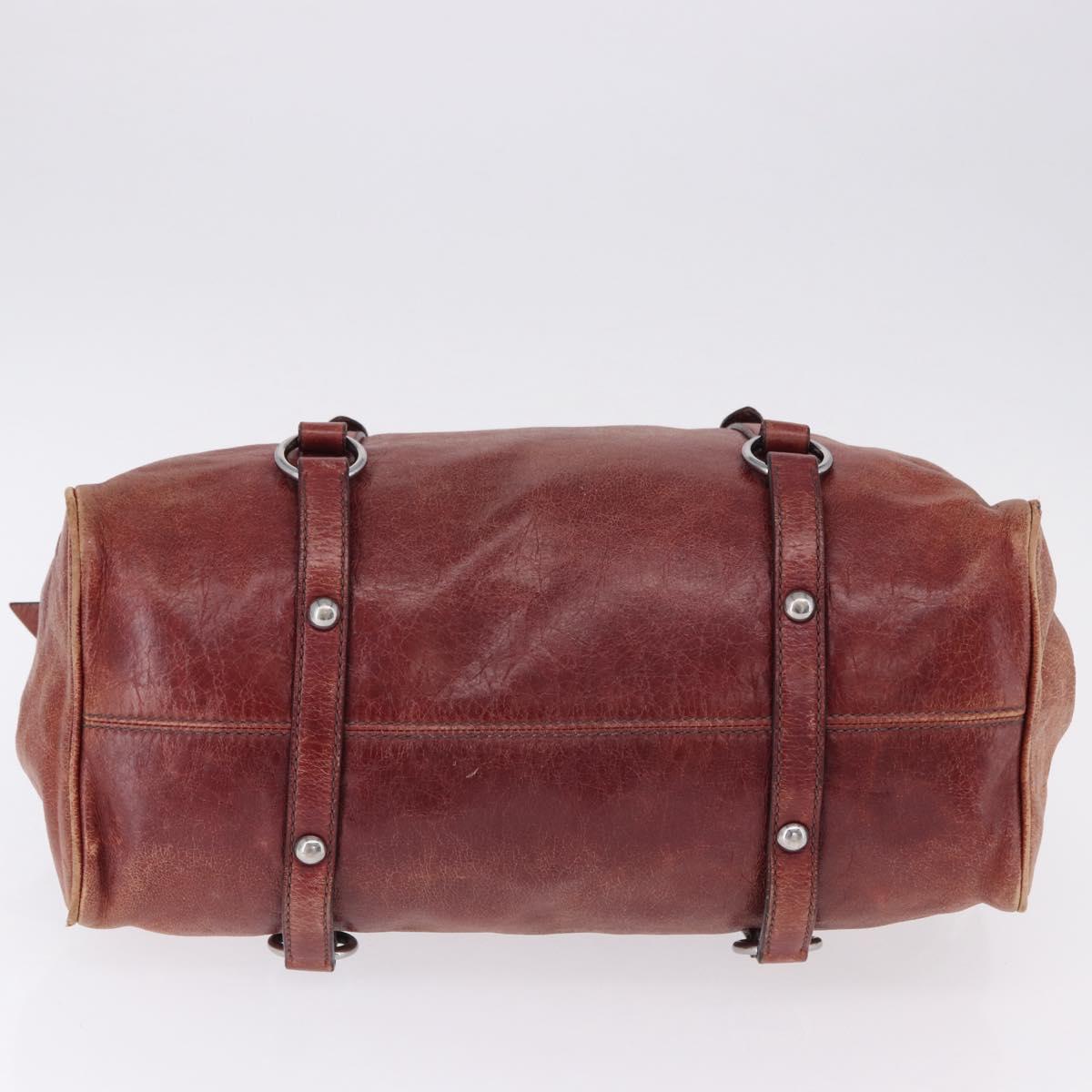 Miu Miu Hand Bag Leather Red Silver Auth 196298