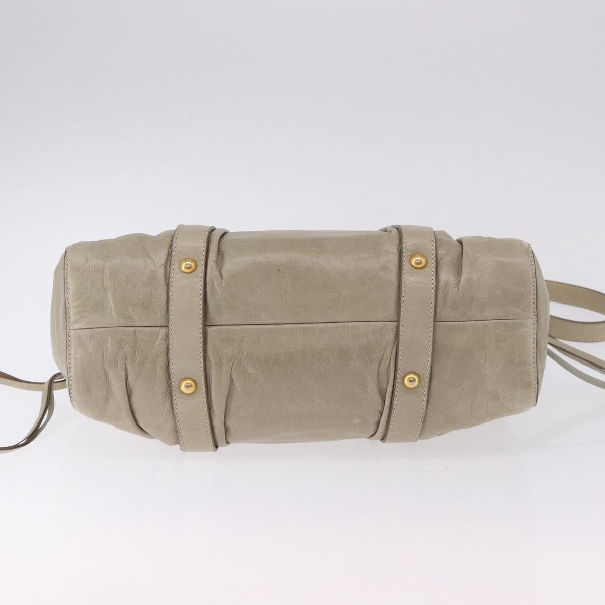 Miu Miu Matelasse Hand Bag Leather 2way Beige Gold Auth 196299A
