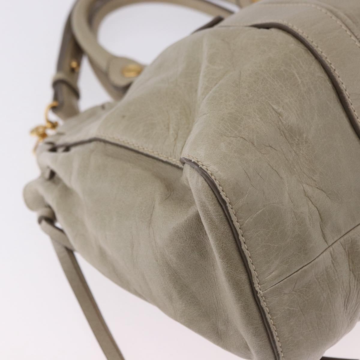 Miu Miu Matelasse Hand Bag Leather 2way Beige Gold Auth 196299A