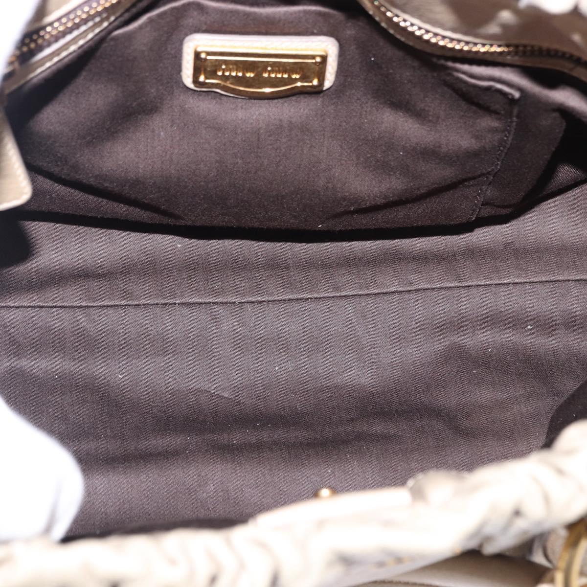 Miu Miu Matelasse Hand Bag Leather 2way Beige Gold Auth 196299A
