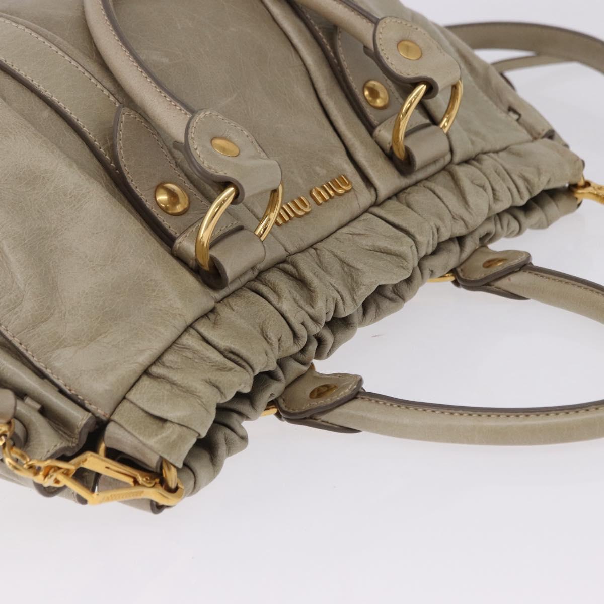 Miu Miu Matelasse Hand Bag Leather 2way Beige Gold Auth 196299A