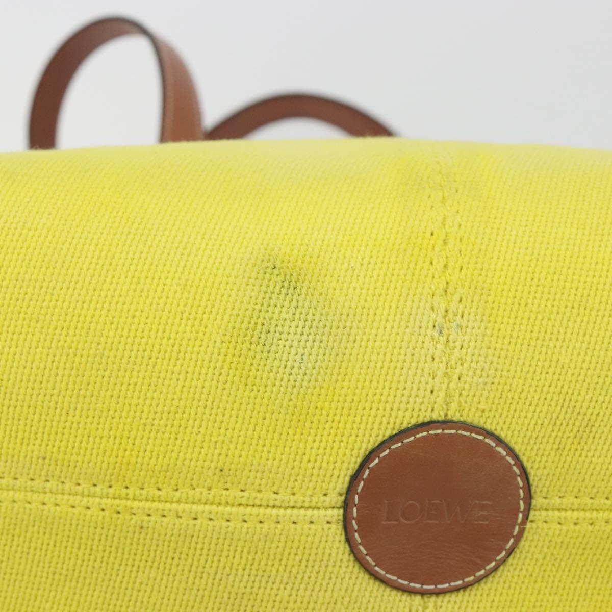 LOEWE Cushion Tote Small Tote Bag Canvas Yellow Auth 196303A