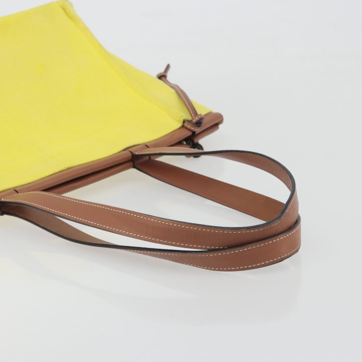 LOEWE Cushion Tote Small Tote Bag Canvas Yellow Auth 196303A
