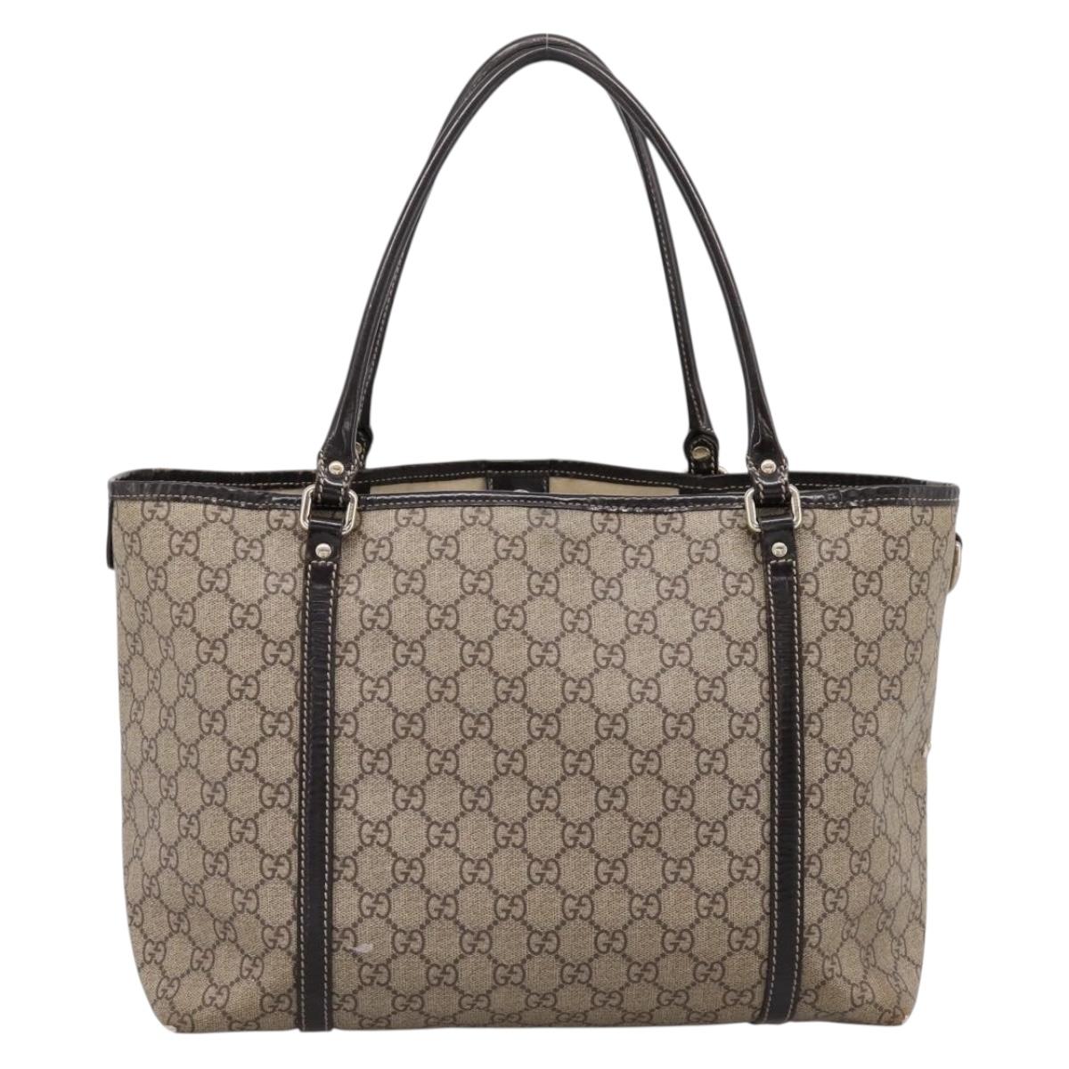 GUCCI GG Supreme Tote Bag PVC Beige Gold 197953 Auth 196307