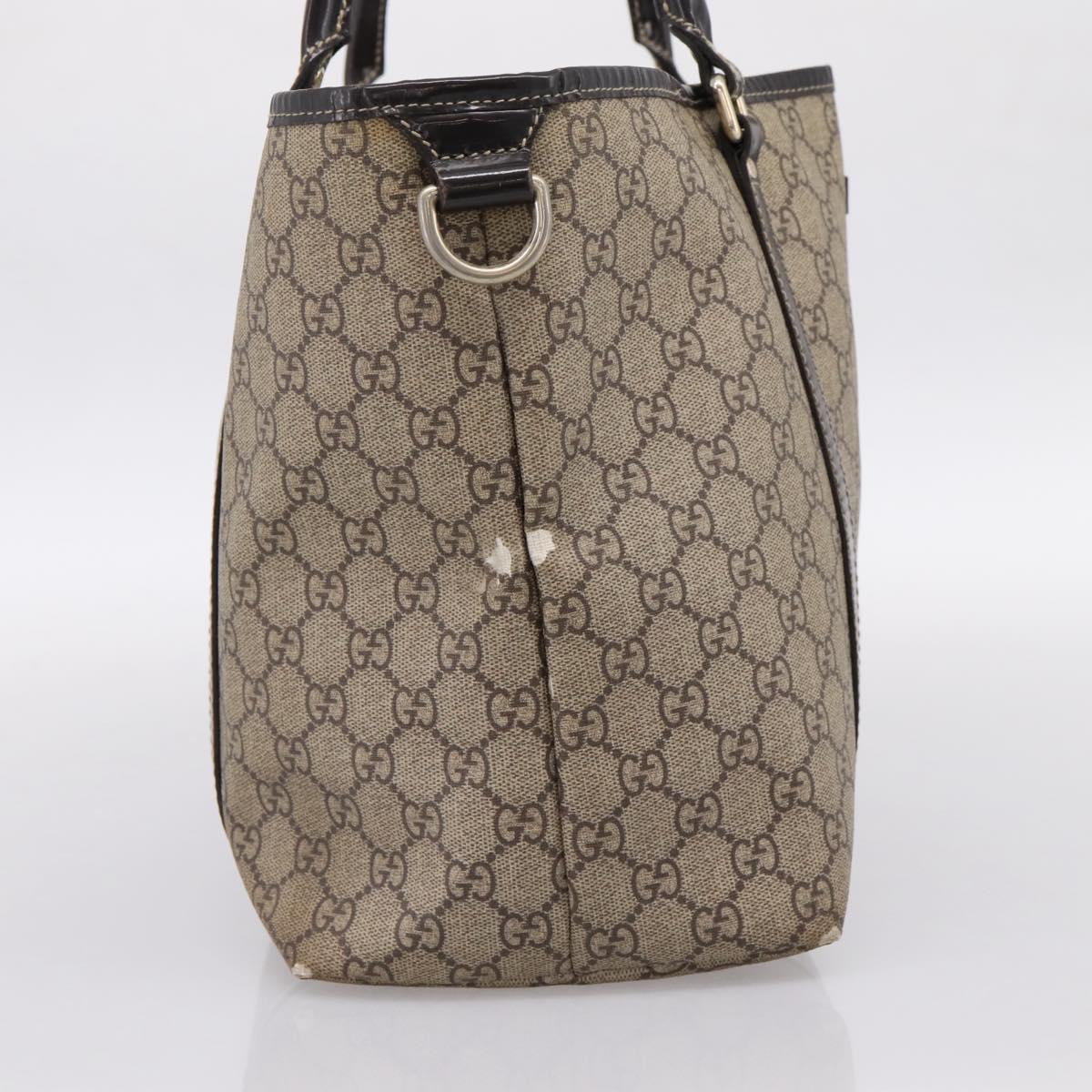 GUCCI GG Supreme Tote Bag PVC Beige Gold 197953 Auth 196307