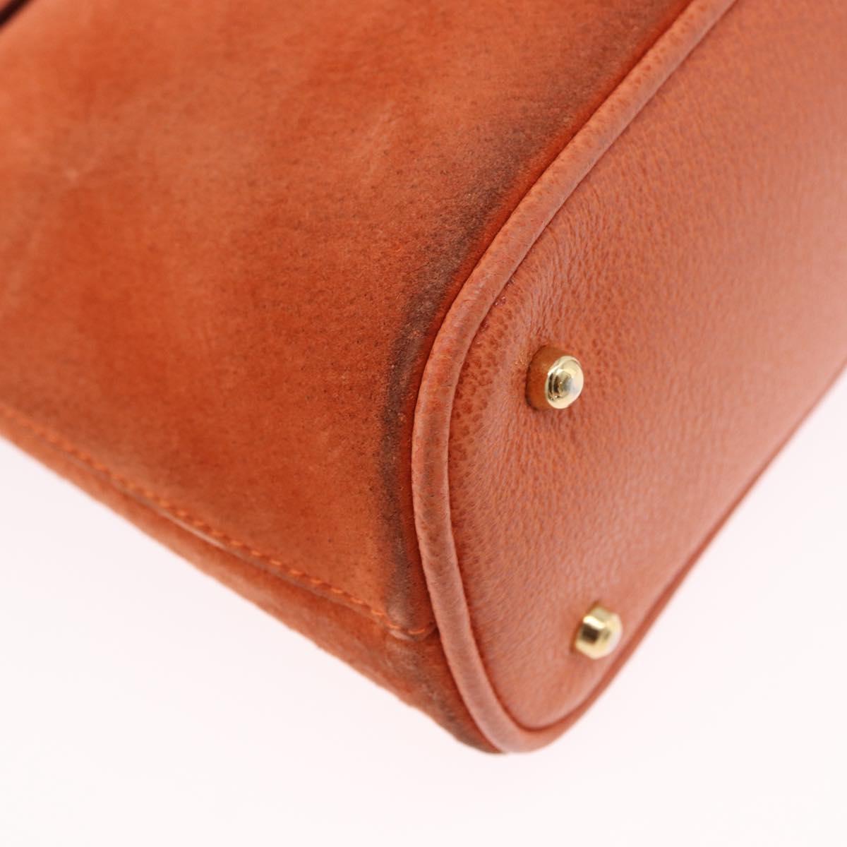 GUCCI Bamboo Hand Bag Suede 2way Orange Gold 000 2058 0290 0 Auth 196308