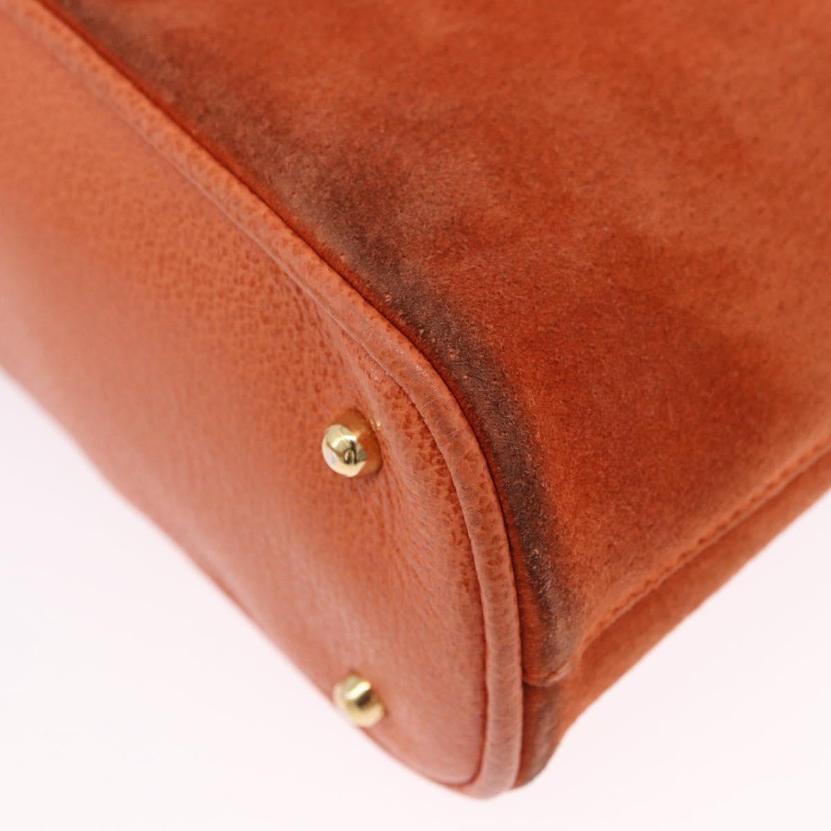 GUCCI Bamboo Hand Bag Suede 2way Orange Gold 000 2058 0290 0 Auth 196308
