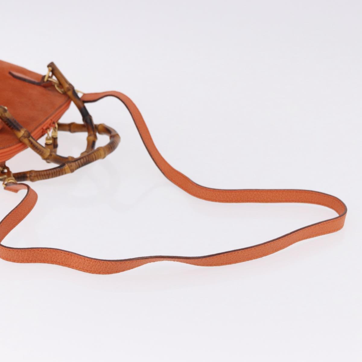 GUCCI Bamboo Hand Bag Suede 2way Orange Gold 000 2058 0290 0 Auth 196308