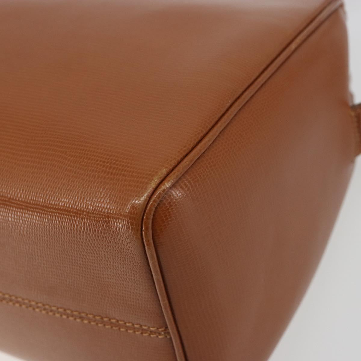 CELINE Circle Shoulder Bag Leather Brown Gold Auth 196309