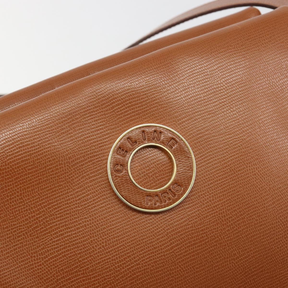 CELINE Circle Shoulder Bag Leather Brown Gold Auth 196309