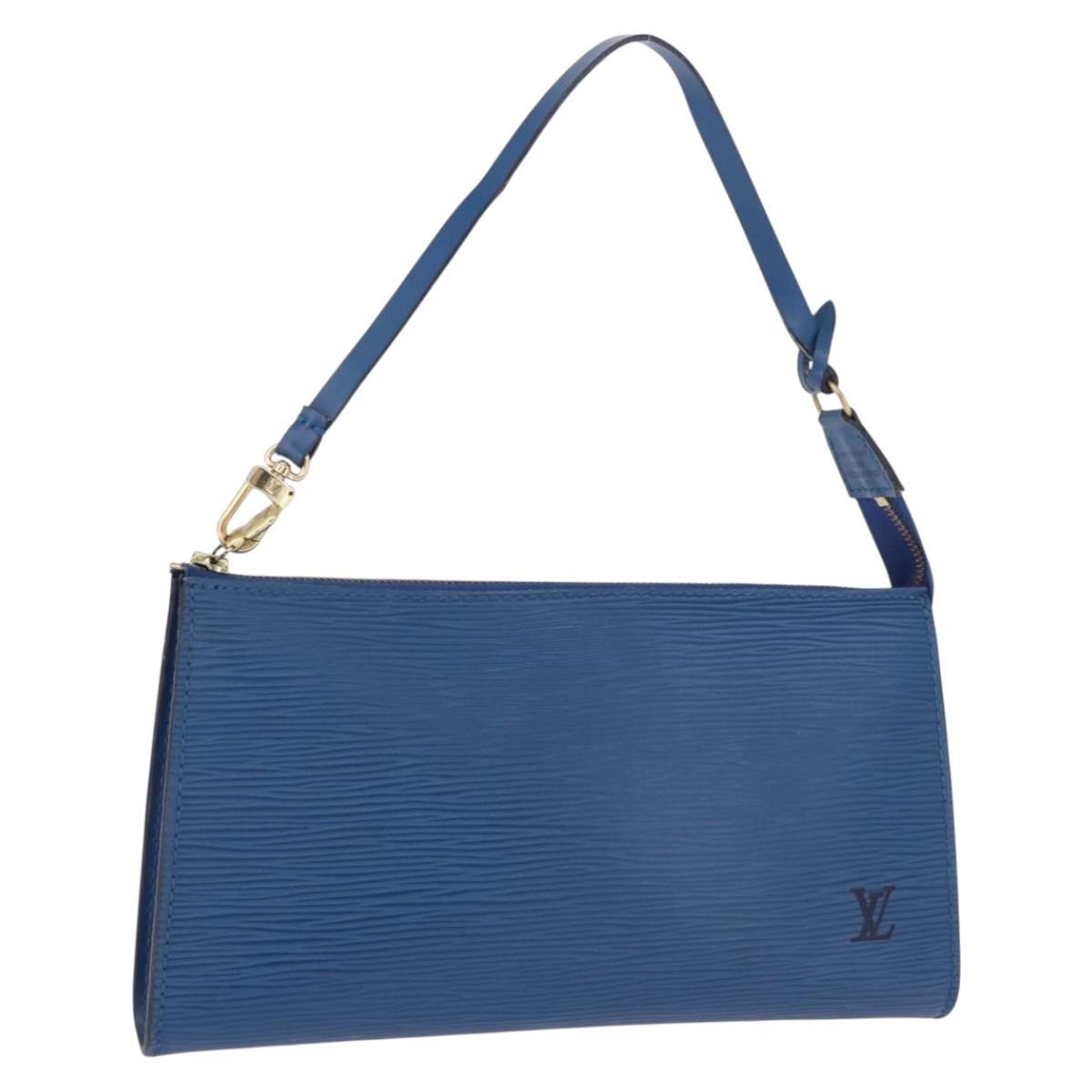 LOUIS VUITTON Epi Pochette Accessoires Pouch Blue M52985 LV Auth 196311