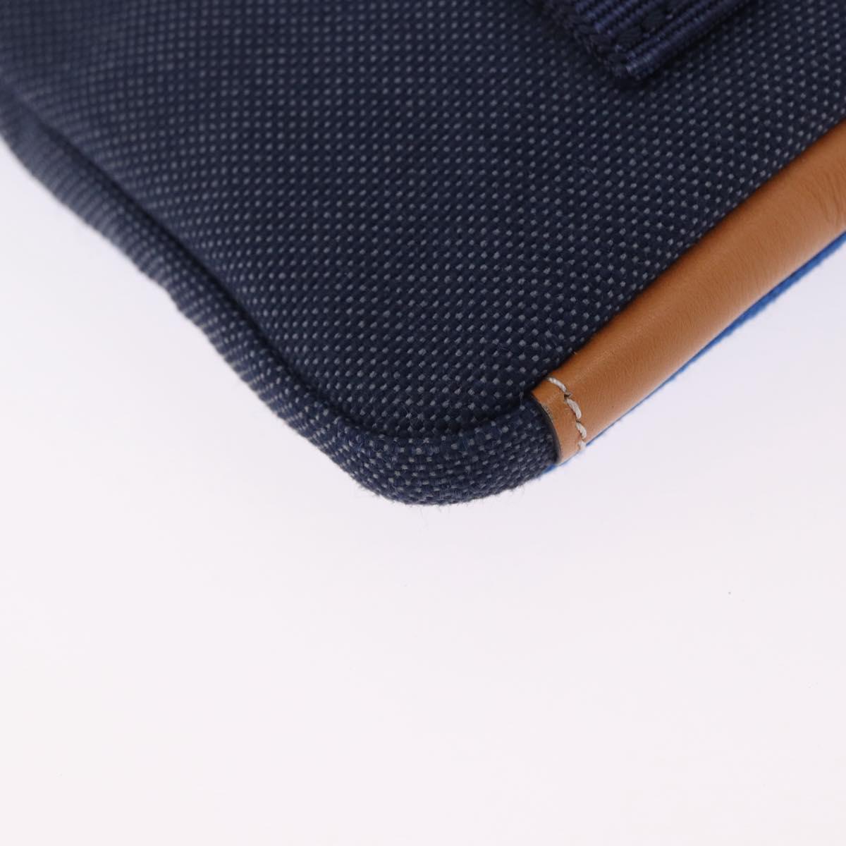 LOEWE Irohebe Nature Neck Pouch Shoulder Bag Canvas Blue Silver Auth 196313A