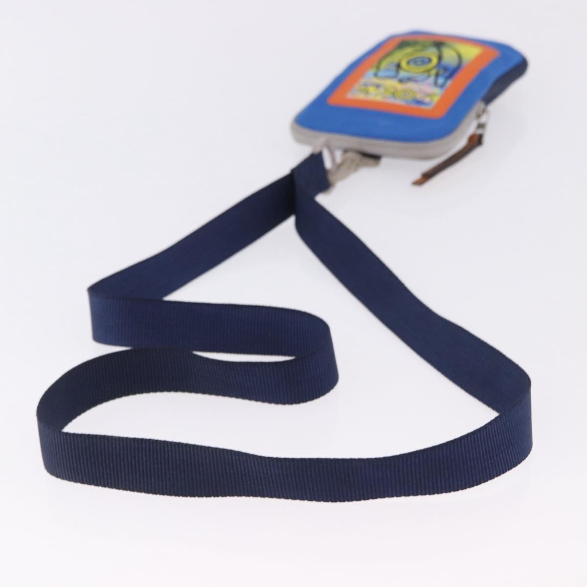 LOEWE Irohebe Nature Neck Pouch Shoulder Bag Canvas Blue Silver Auth 196313A