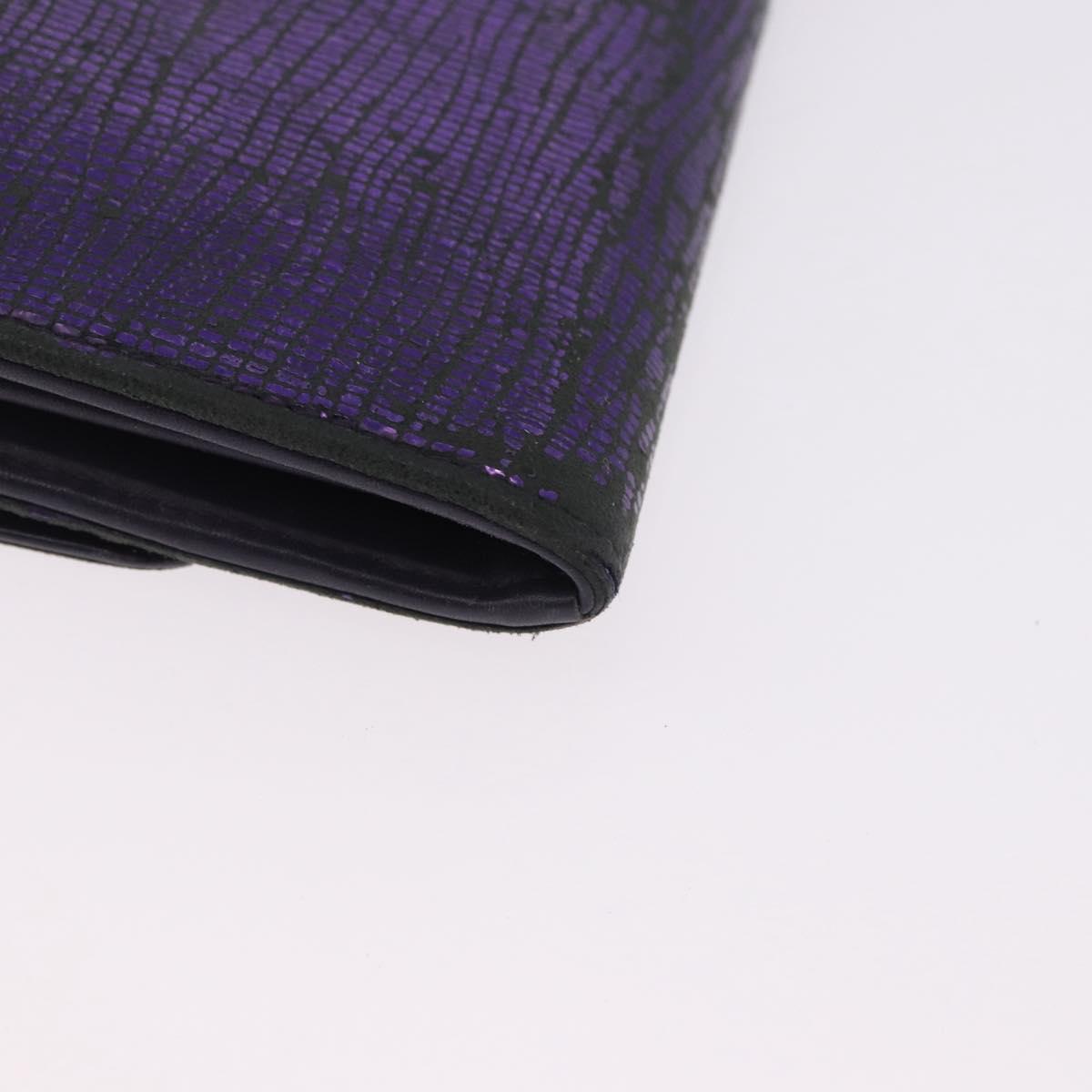 CHANEL Long Wallet Leather Purple CC Auth 196318