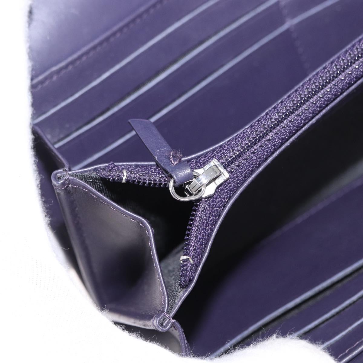 CHANEL Long Wallet Leather Purple CC Auth 196318