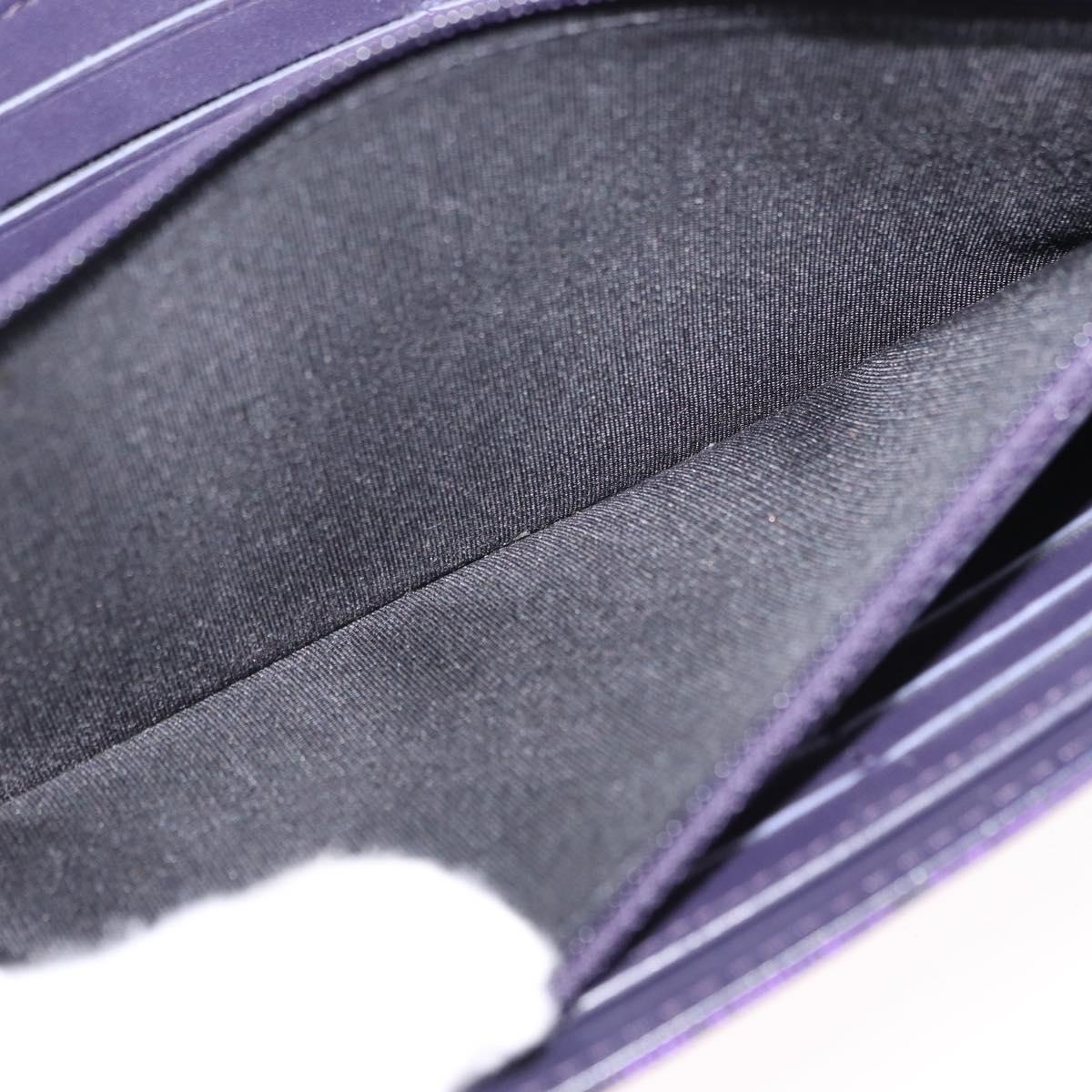 CHANEL Long Wallet Leather Purple CC Auth 196318