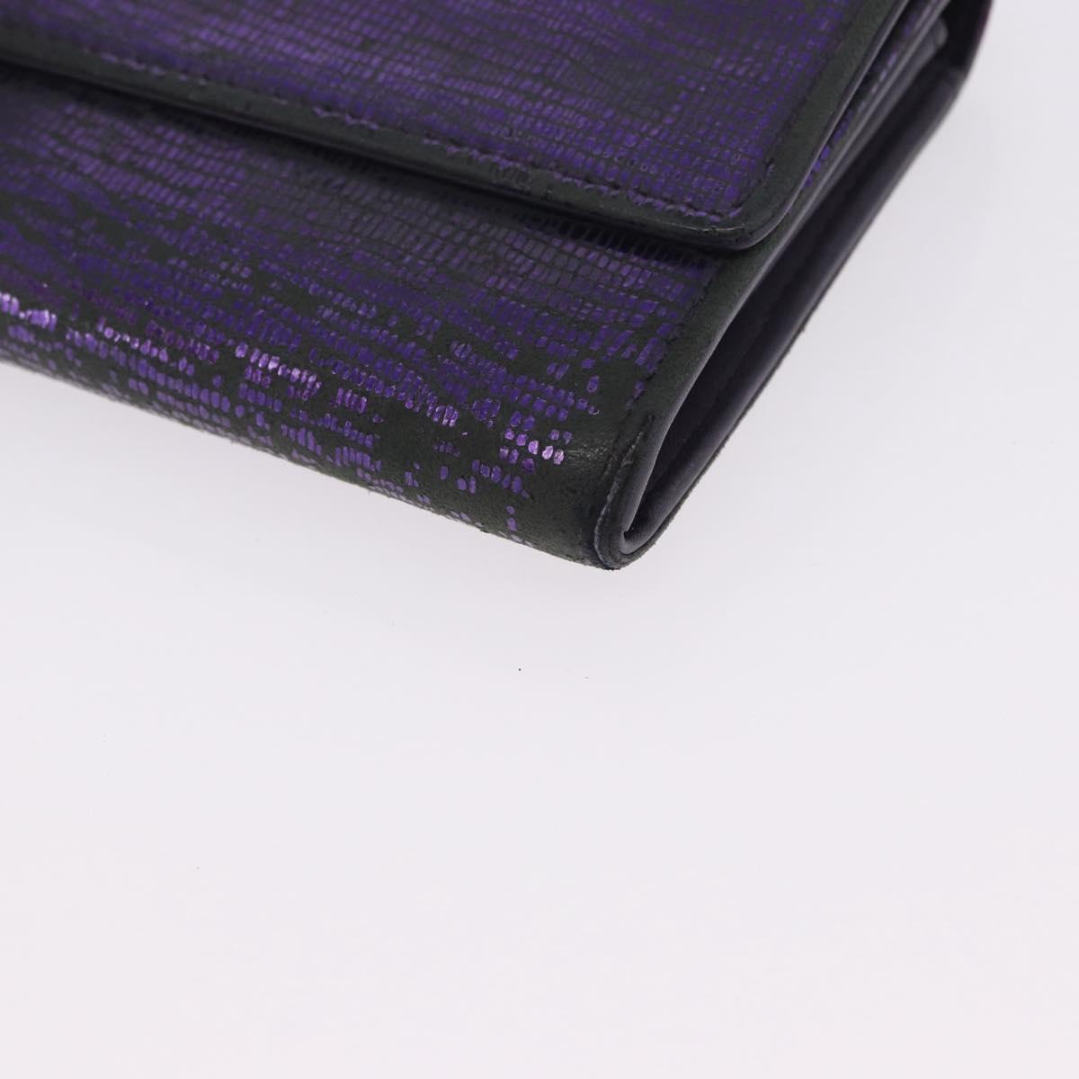 CHANEL Long Wallet Leather Purple CC Auth 196318