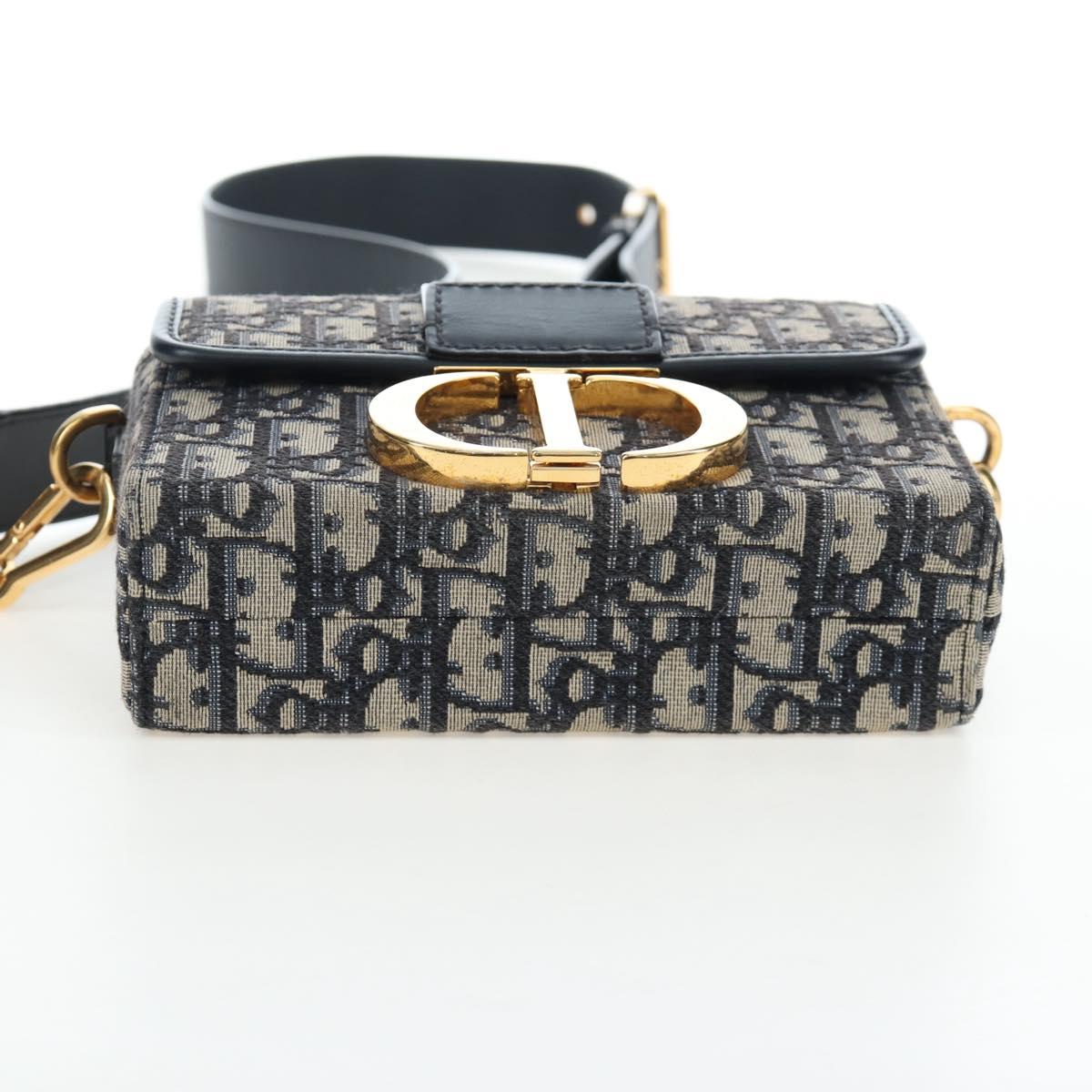 Christian Dior Trotter Canvas Diorissimo Hand Bag Navy Gold Auth 196320M