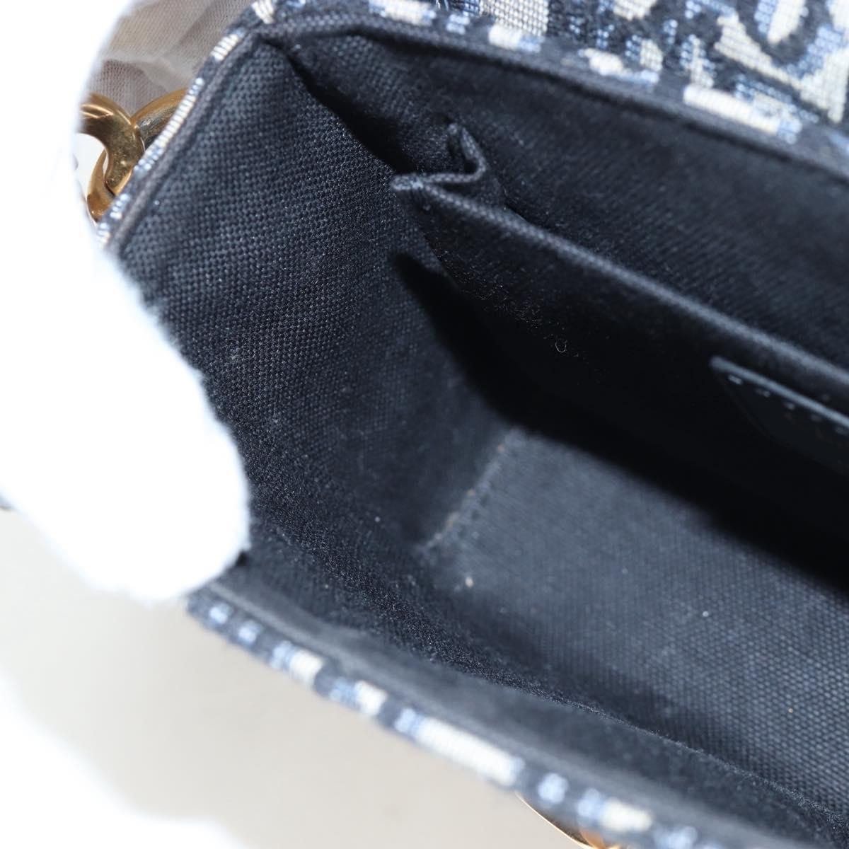 Christian Dior Trotter Canvas Diorissimo Hand Bag Navy Gold Auth 196320M