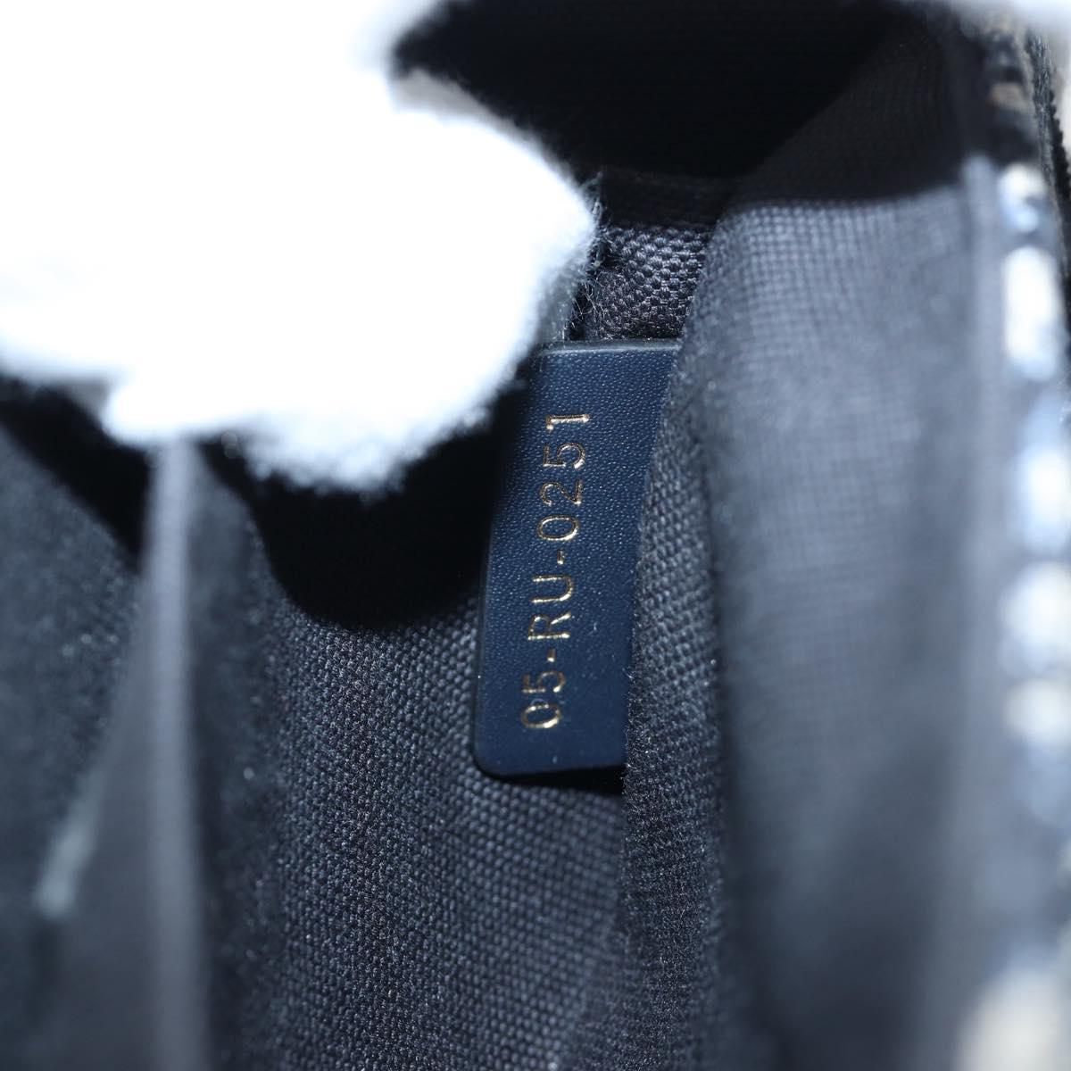 Christian Dior Trotter Canvas Diorissimo Hand Bag Navy Gold Auth 196320M