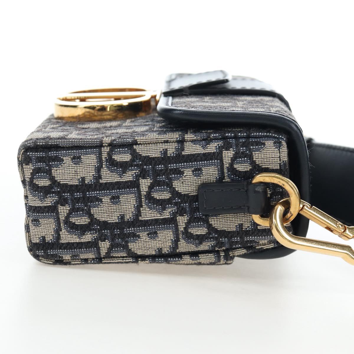 Christian Dior Trotter Canvas Diorissimo Hand Bag Navy Gold Auth 196320M