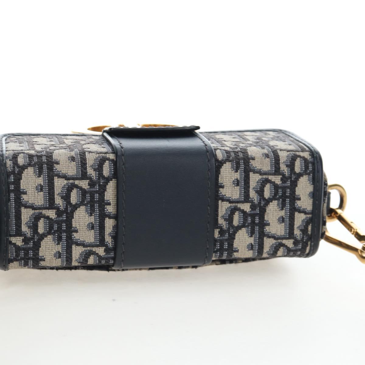 Christian Dior Trotter Canvas Diorissimo Hand Bag Navy Gold Auth 196320M