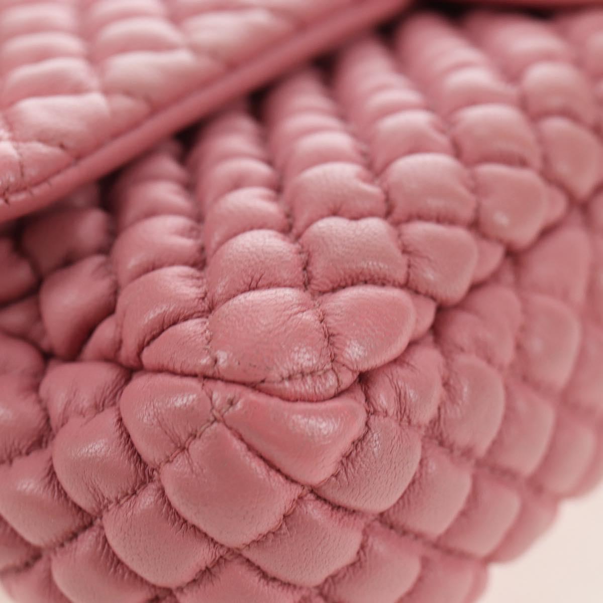 CHANEL Matelasse Dallas Chain Shoulder Bag Lamb Skin Pink Silver CC Auth 196321V