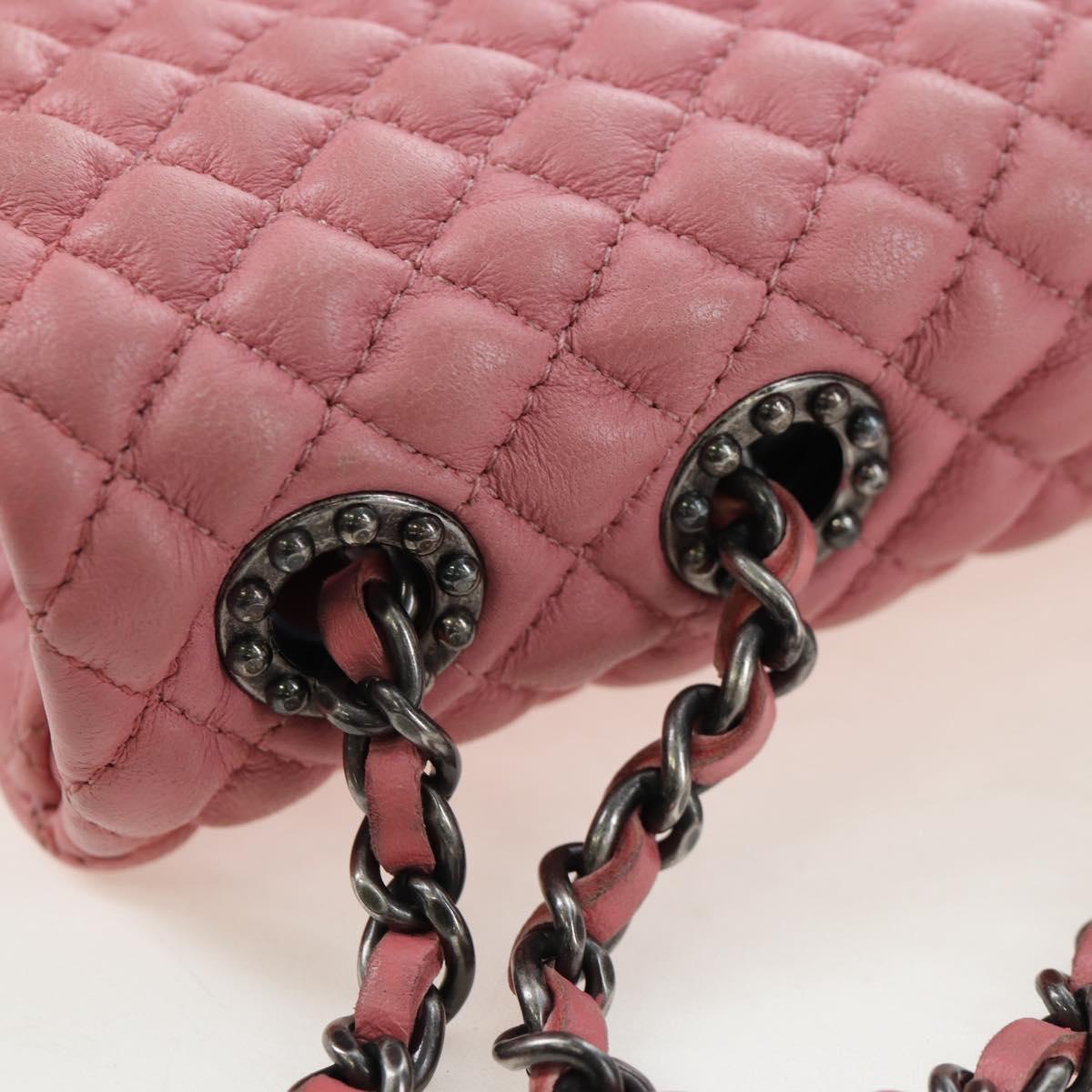 CHANEL Matelasse Dallas Chain Shoulder Bag Lamb Skin Pink Silver CC Auth 196321V