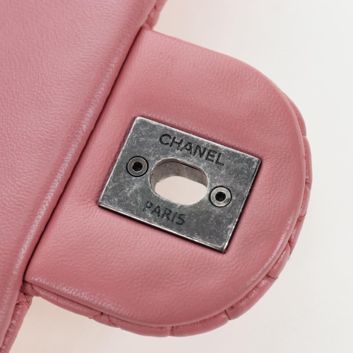 CHANEL Matelasse Dallas Chain Shoulder Bag Lamb Skin Pink Silver CC Auth 196321V