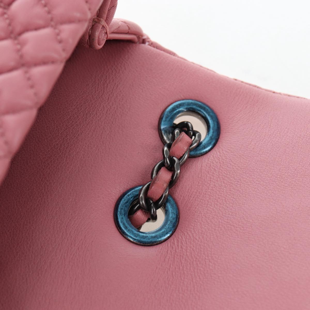 CHANEL Matelasse Dallas Chain Shoulder Bag Lamb Skin Pink Silver CC Auth 196321V
