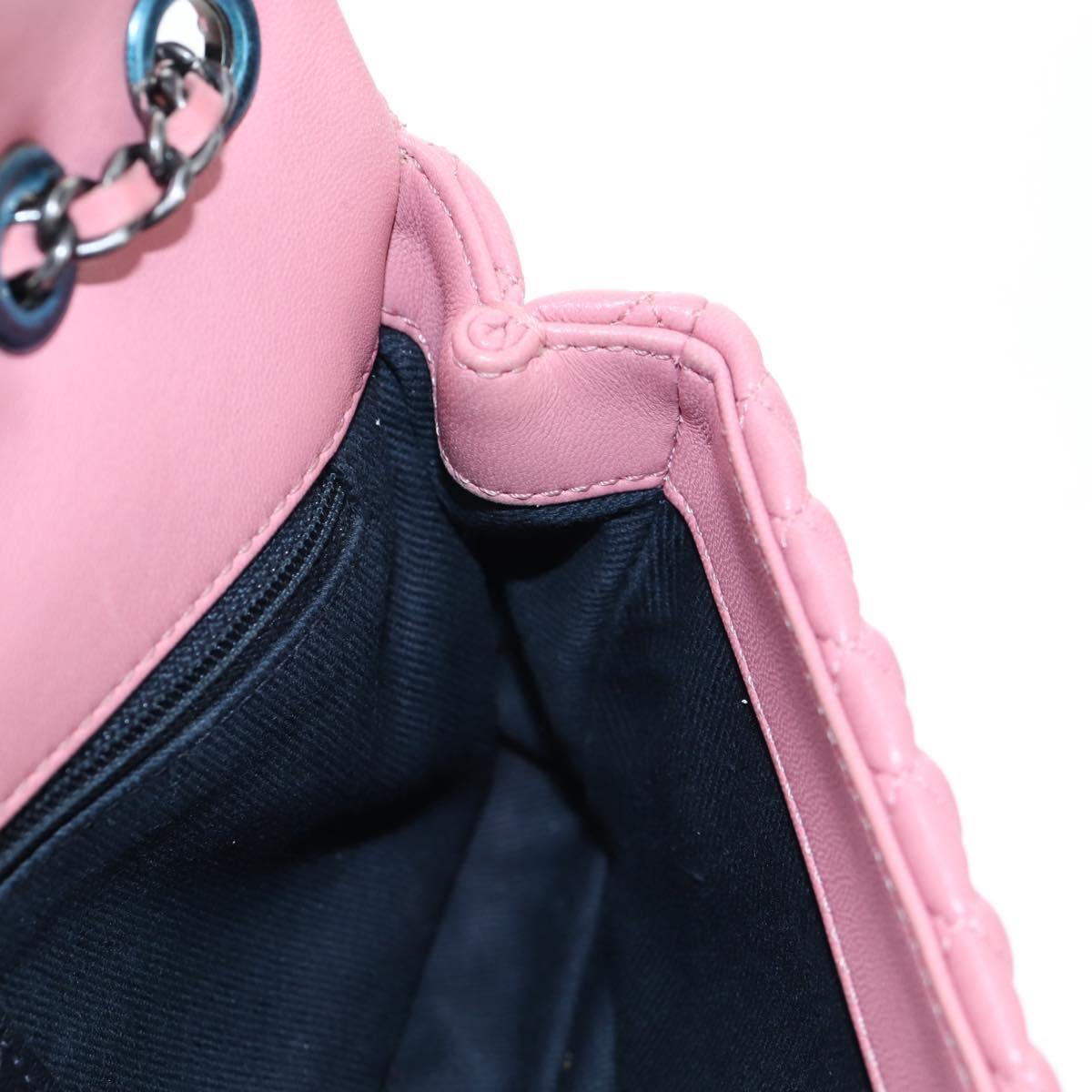 CHANEL Matelasse Dallas Chain Shoulder Bag Lamb Skin Pink Silver CC Auth 196321V