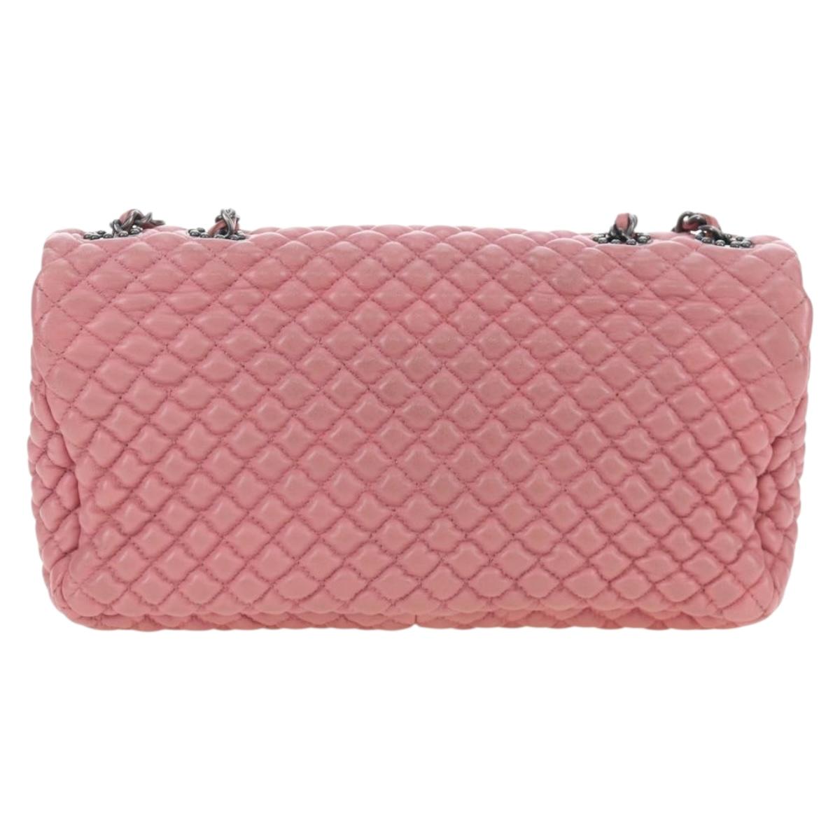 CHANEL Matelasse Dallas Chain Shoulder Bag Lamb Skin Pink Silver CC Auth 196321V