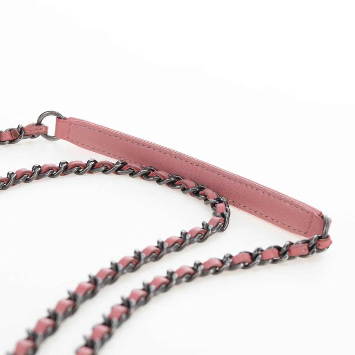 CHANEL Matelasse Dallas Chain Shoulder Bag Lamb Skin Pink Silver CC Auth 196321V