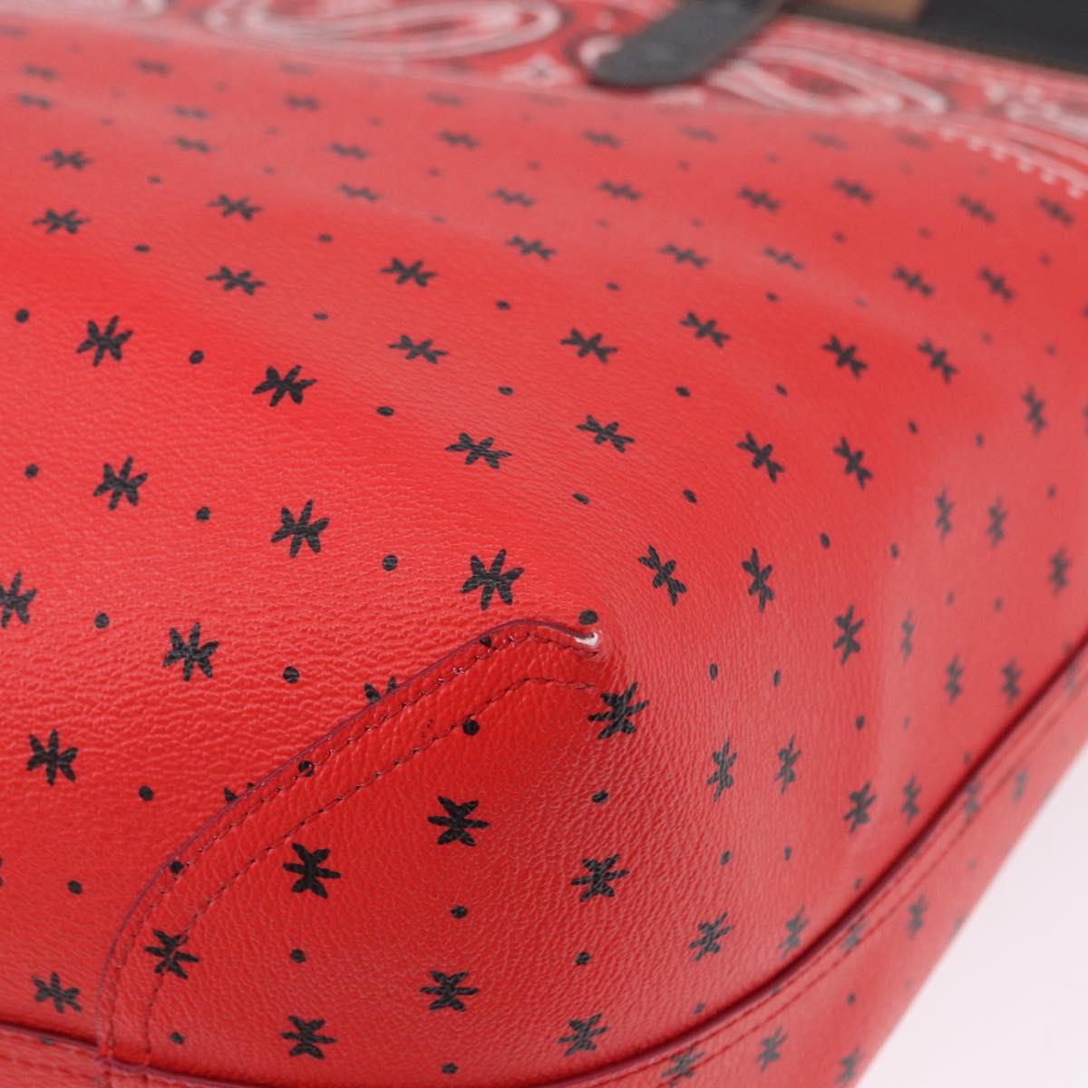 Coach Tote Bag PVC Canvas Disney Collaboration Red Silver Auth 196322A