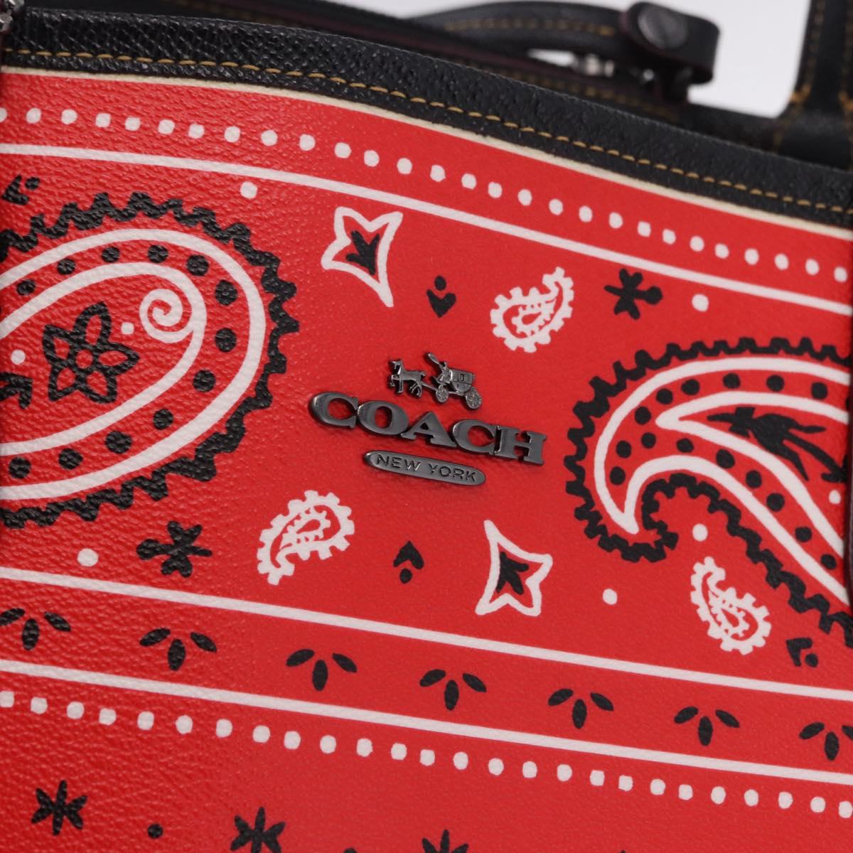 Coach Tote Bag PVC Canvas Disney Collaboration Red Silver Auth 196322A
