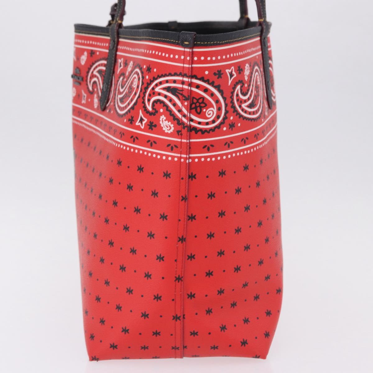 Coach Tote Bag PVC Canvas Disney Collaboration Red Silver Auth 196322A