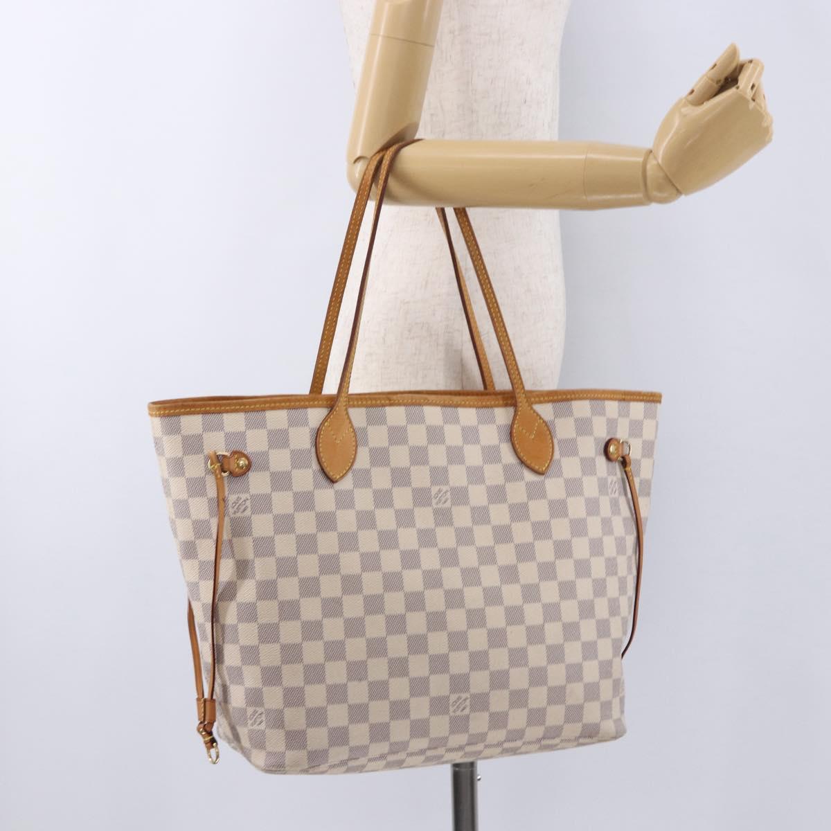 LOUIS VUITTON Damier Azur Neverfull MM Tote Bag N41605 LV Auth 196323A