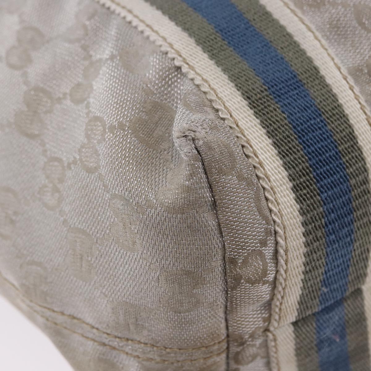 GUCCI GG Canvas Sherry Line Tote Bag Silver 189669 Auth 196326
