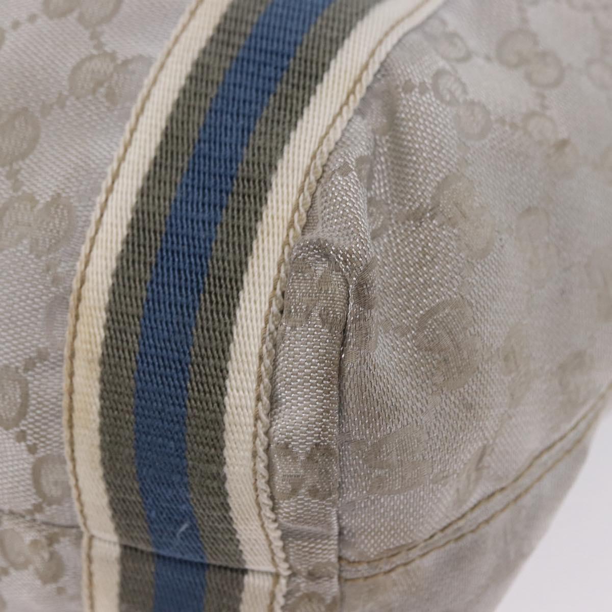 GUCCI GG Canvas Sherry Line Tote Bag Silver 189669 Auth 196326