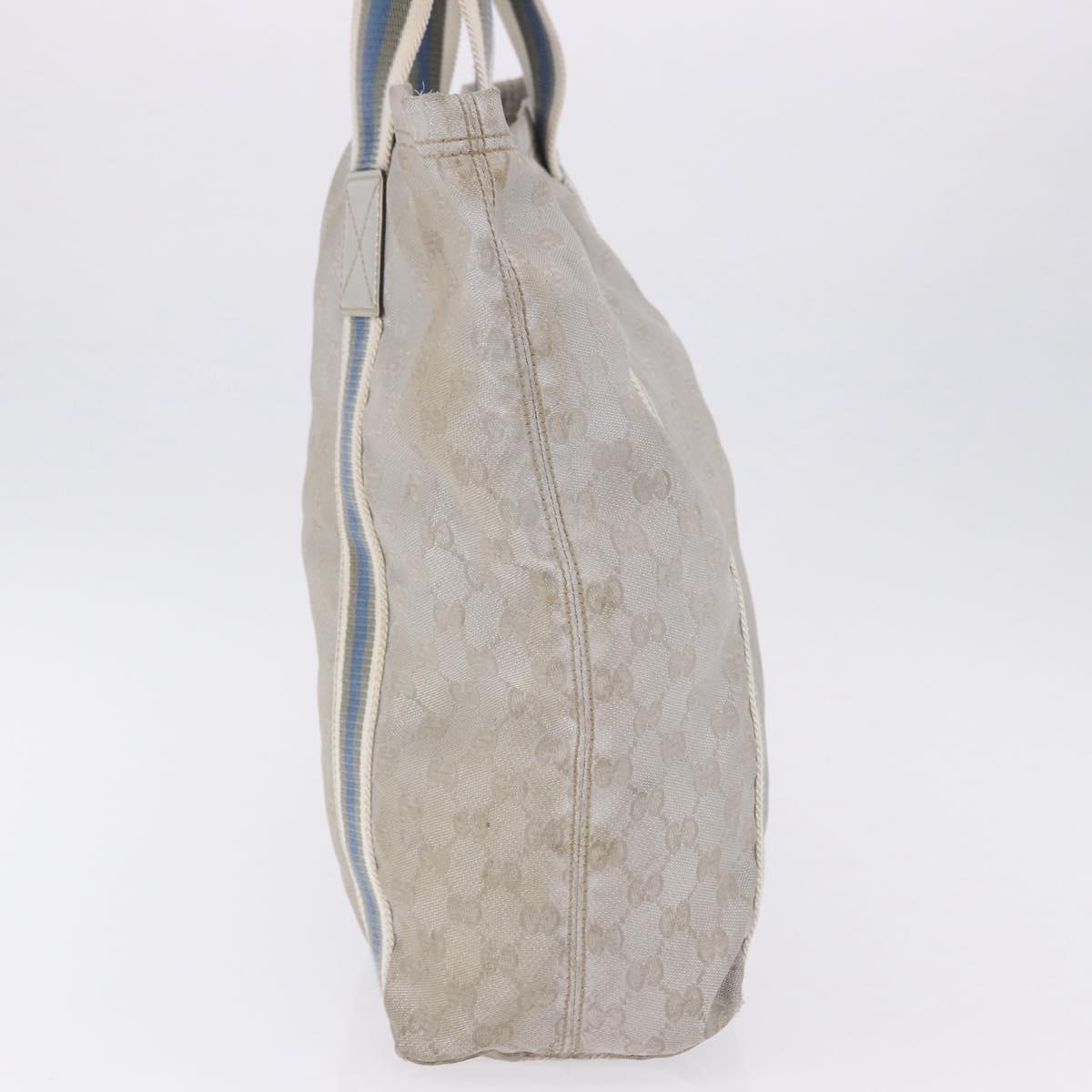 GUCCI GG Canvas Sherry Line Tote Bag Silver 189669 Auth 196326