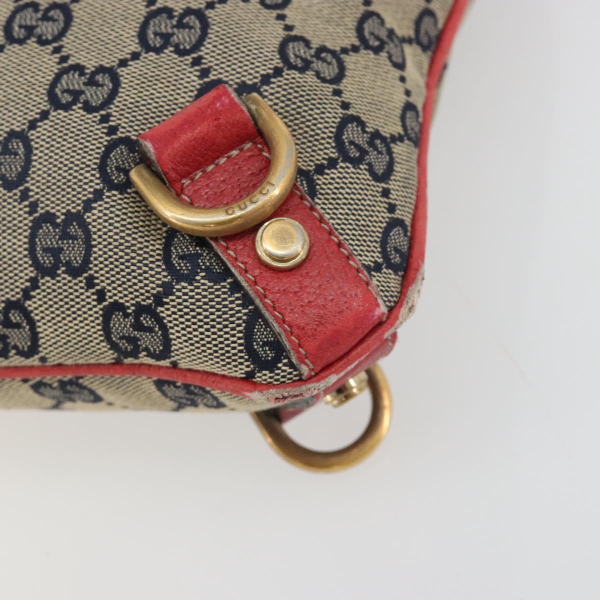 GUCCI GG Canvas Abbey Shoulder Bag Navy Gold 131326 Auth 196328
