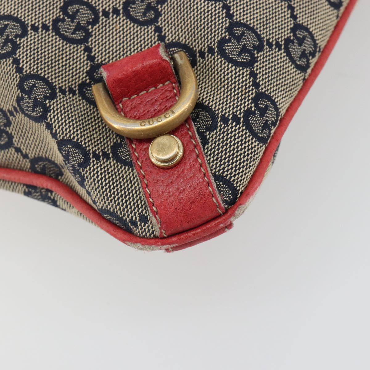 GUCCI GG Canvas Abbey Shoulder Bag Navy Gold 131326 Auth 196328