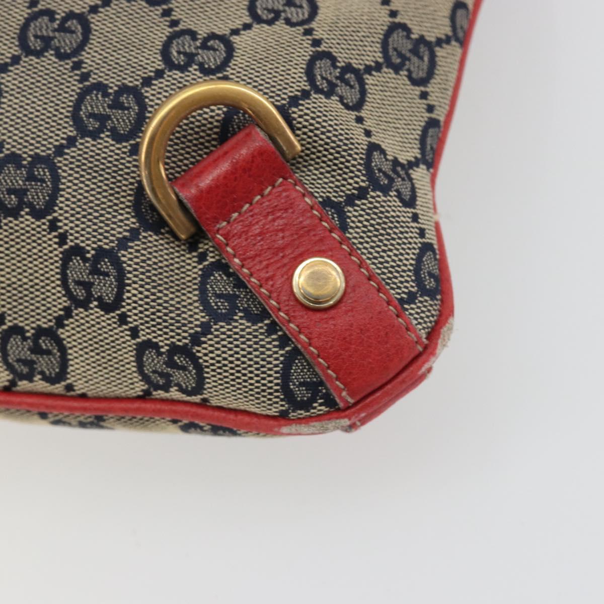 GUCCI GG Canvas Abbey Shoulder Bag Navy Gold 131326 Auth 196328