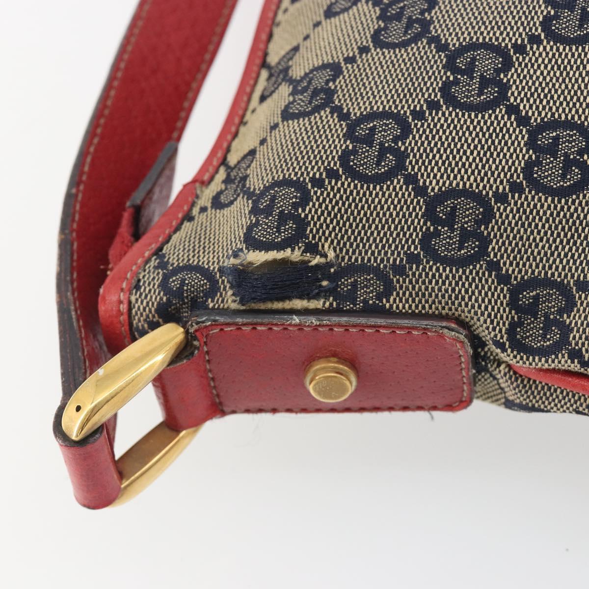 GUCCI GG Canvas Abbey Shoulder Bag Navy Gold 131326 Auth 196328