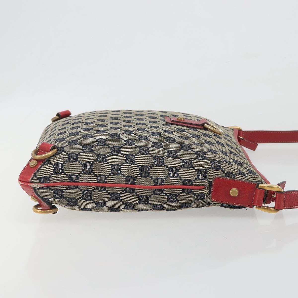 GUCCI GG Canvas Abbey Shoulder Bag Navy Gold 131326 Auth 196328