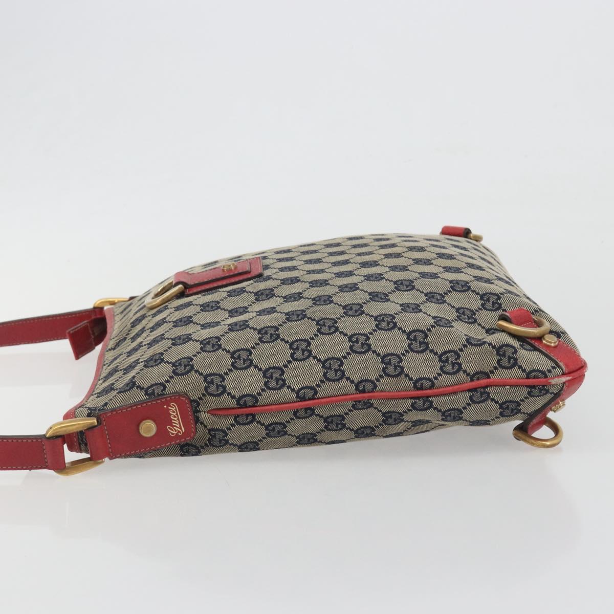 GUCCI GG Canvas Abbey Shoulder Bag Navy Gold 131326 Auth 196328
