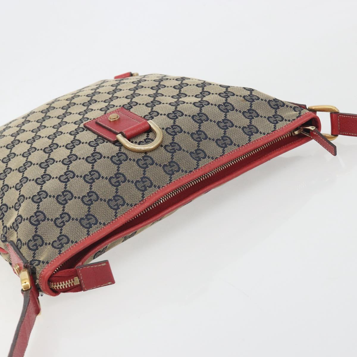 GUCCI GG Canvas Abbey Shoulder Bag Navy Gold 131326 Auth 196328