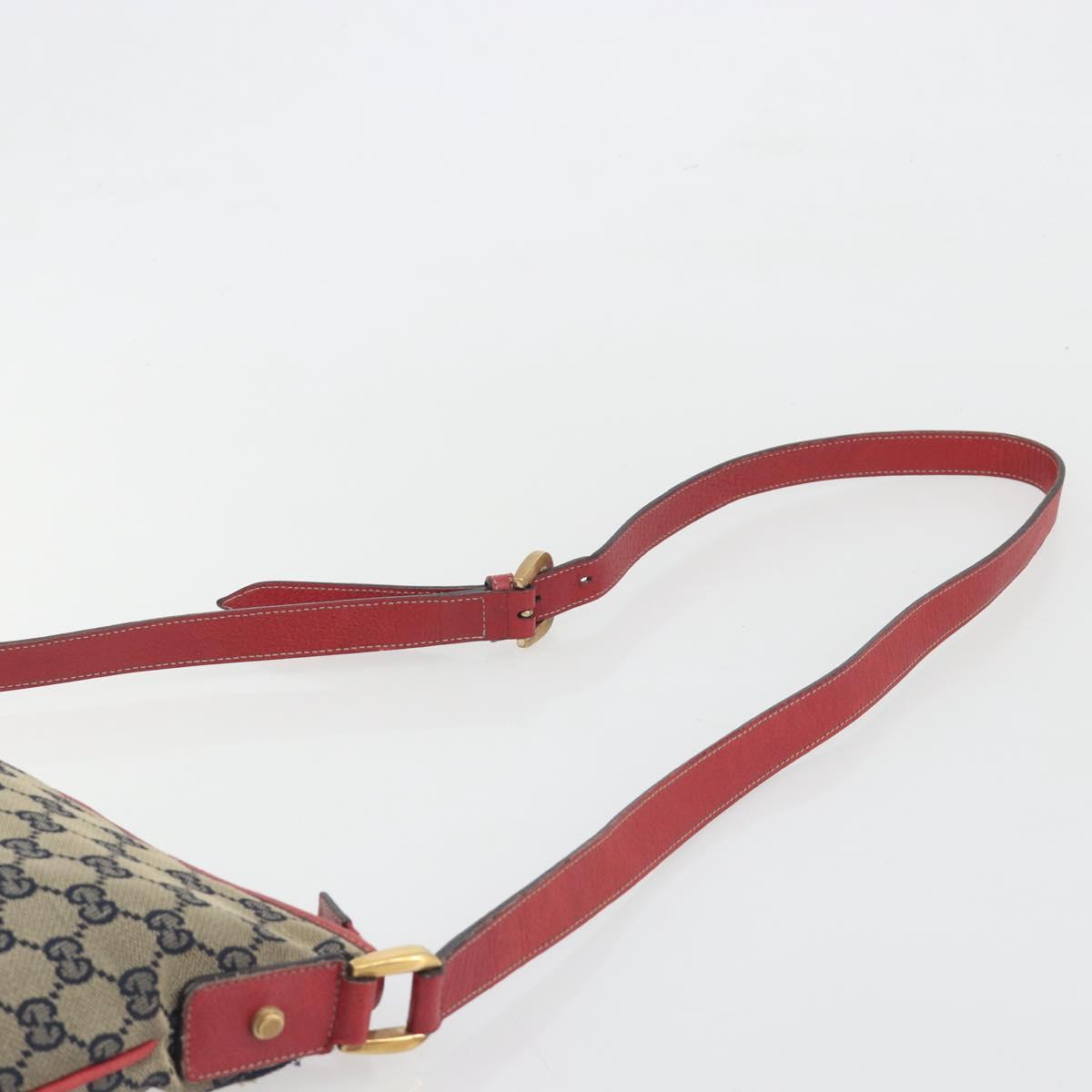 GUCCI GG Canvas Abbey Shoulder Bag Navy Gold 131326 Auth 196328