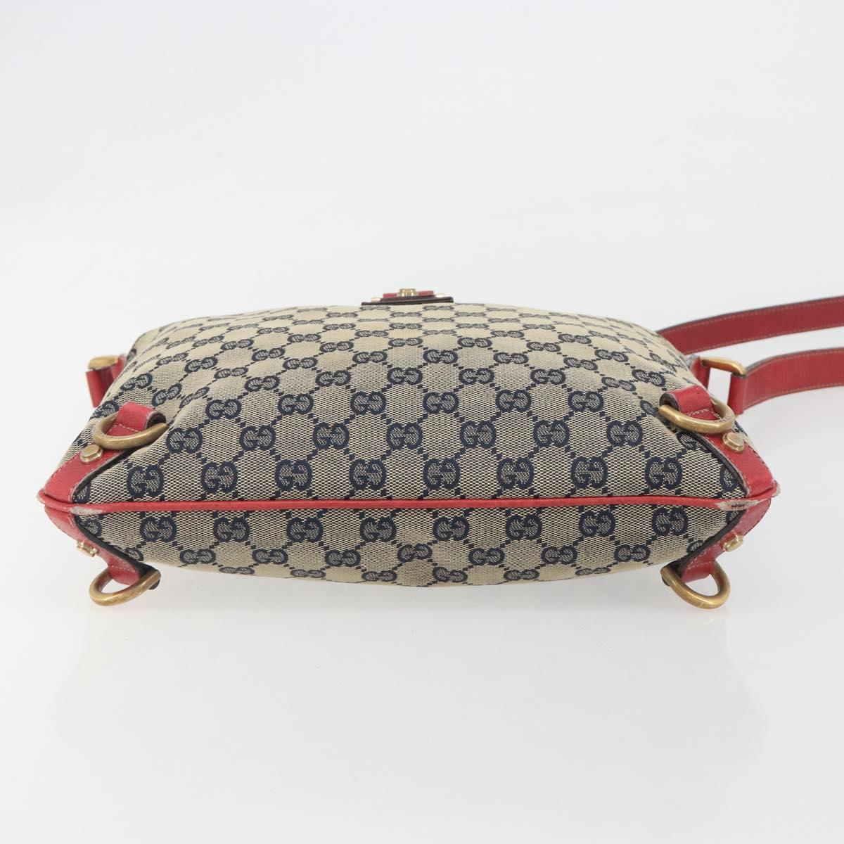 GUCCI GG Canvas Abbey Shoulder Bag Navy Gold 131326 Auth 196328